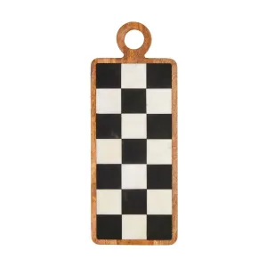 Black & White Checkered Marble Rectangle Board