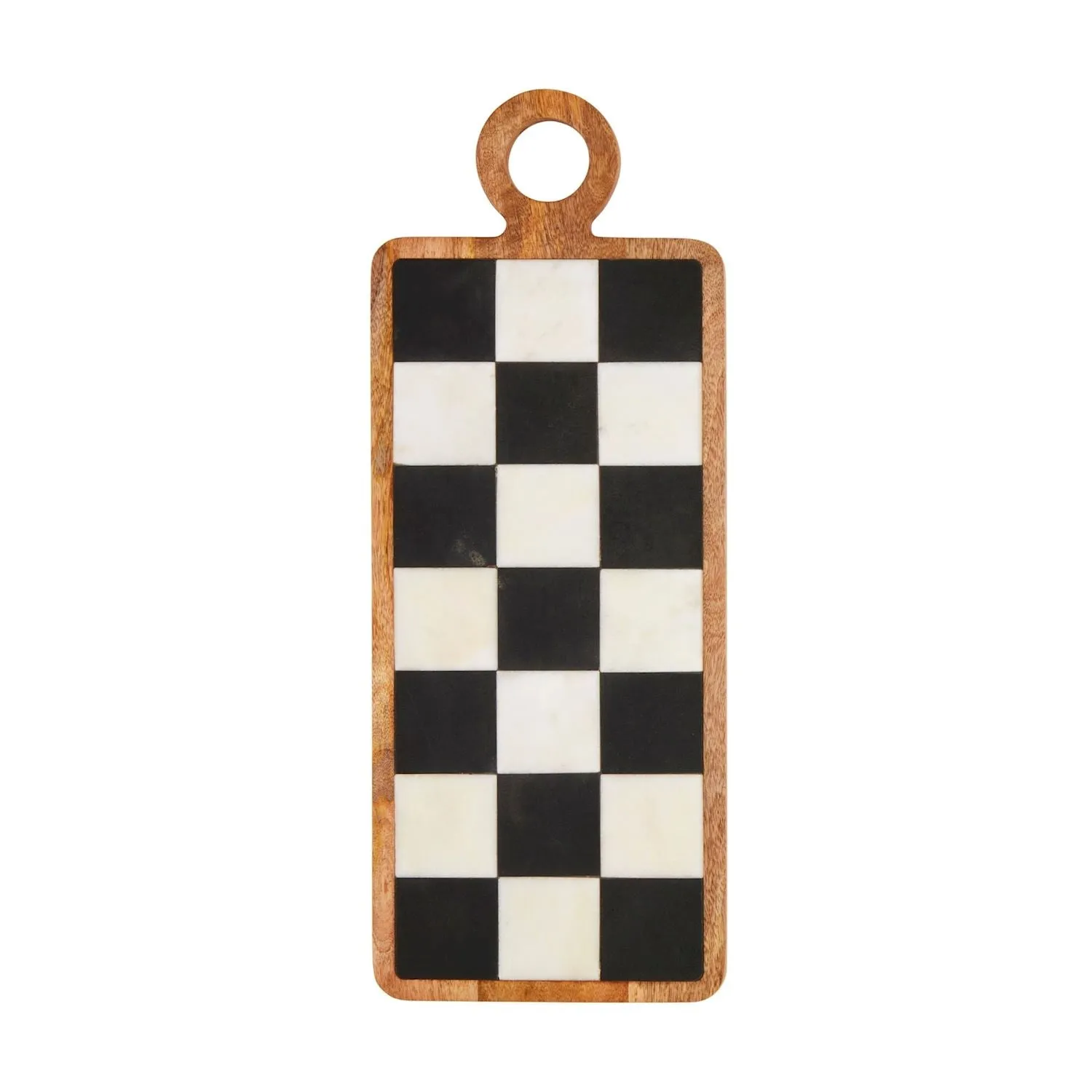 Black & White Checkered Marble Rectangle Board