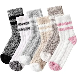 Pack Of 6 Fuzzy Socks for Women Fluffy Socks Cozy Warm Socks Slipper Socks Winter Socks for Women Soft Socks
