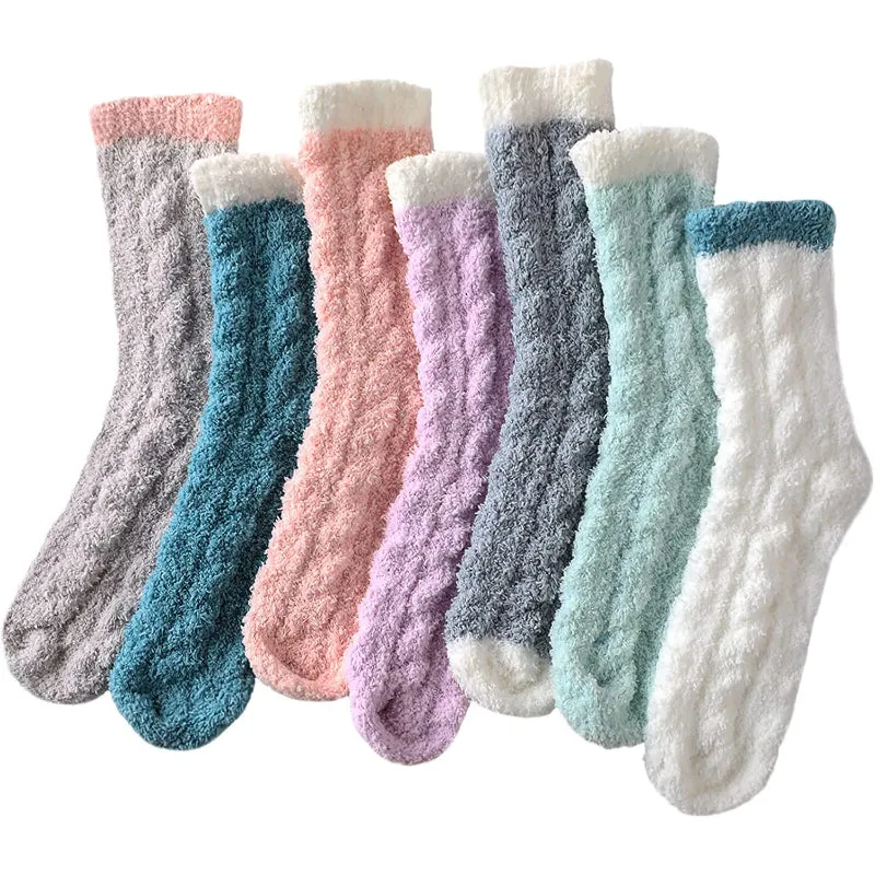 Pack Of 7 Fuzzy Socks for Women Fluffy Socks Cozy Warm Socks Slipper Socks Winter Socks for Women Soft Socks