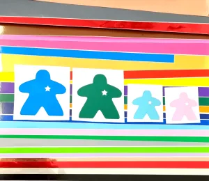 set of 5 iron on MEEPLE FAMILY STICKERS in a variety of colours