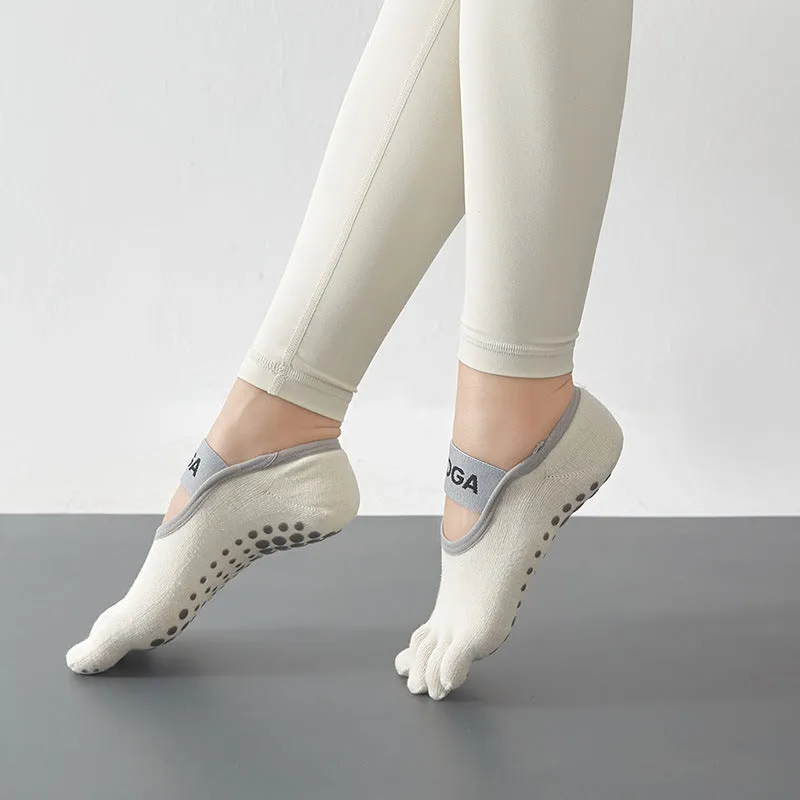 Yoga Socks Five Toe Split Towel Bottom Backless Boat Socks Anti-slip Fitness Pilates Solid Sox Women No Show Socks